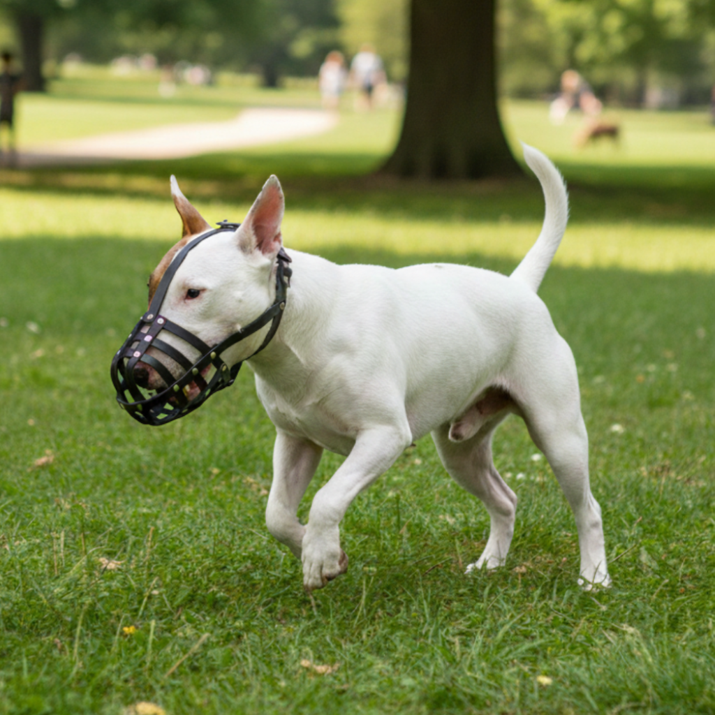 Genuine leather lightweight dog muzzle for Staffordshire Bull Terrier, Staffy, Staffie and similar dogs