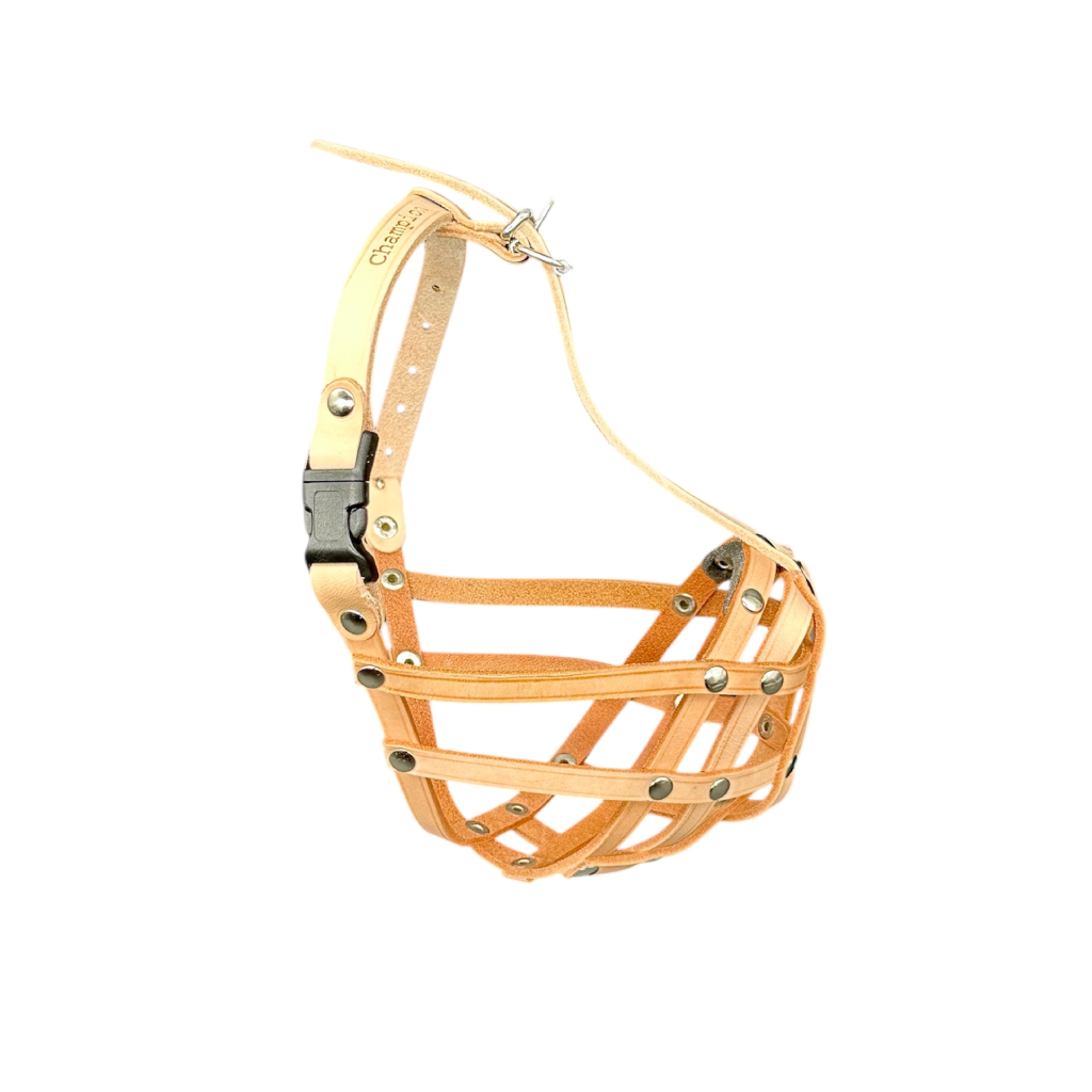 Lightweigh Leather Dog Muzzle for French Bulldogs "Frenchies" and Other Similar Breeds | Real Leather Dog Muzzle