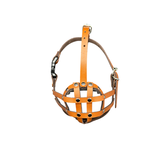 Light leather Dog Muzzle for Pug and other flat face faced short snout dogs