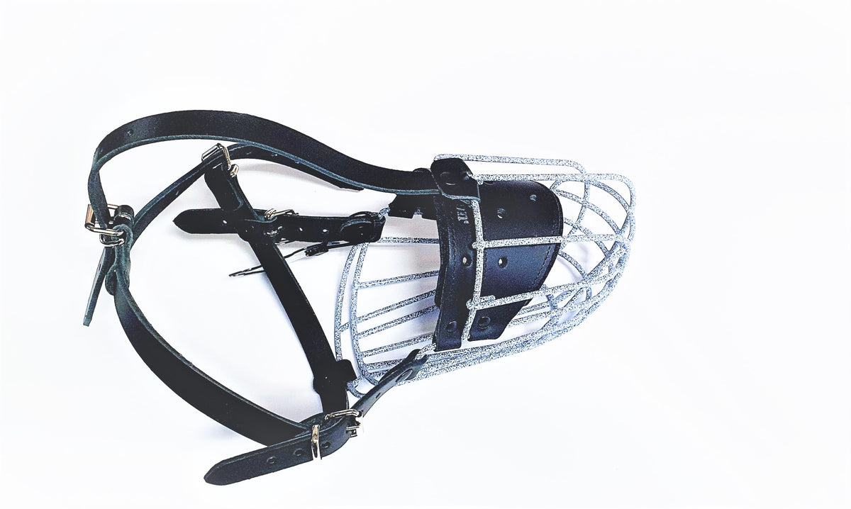 Black Leather Spotted Metal Muzzle