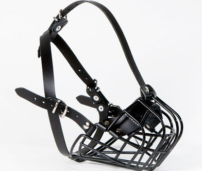 Black Leather Black Rubber Metal Muzzle