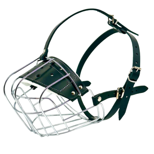 Black metal basket dog muzzle