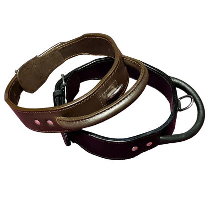 Genuine Leather Handmade Dog Collar With Handle 1.77" Wide Heavy Duty