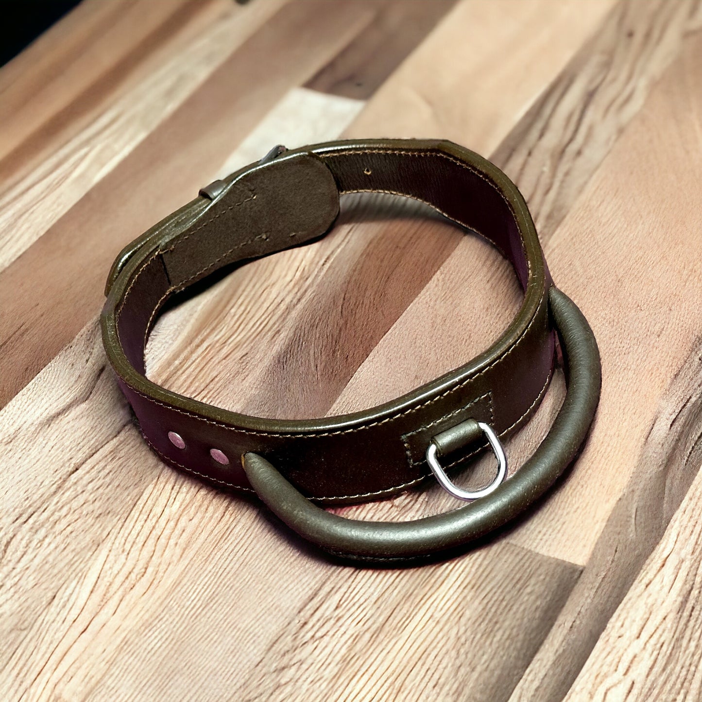 Genuine Leather Handmade Dog Collar With Handle 1.77" Wide Heavy Duty