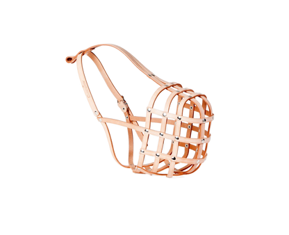 Lightweight Leather Dog Muzzle for Dogue De Bordeaux and Bullmastiff - Natural