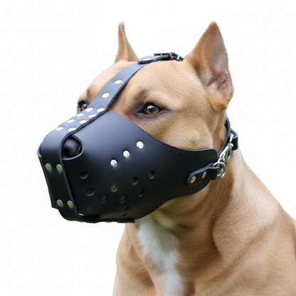 Strong Genuine Leather Dog Muzzle for Stafford and Other similar snouts