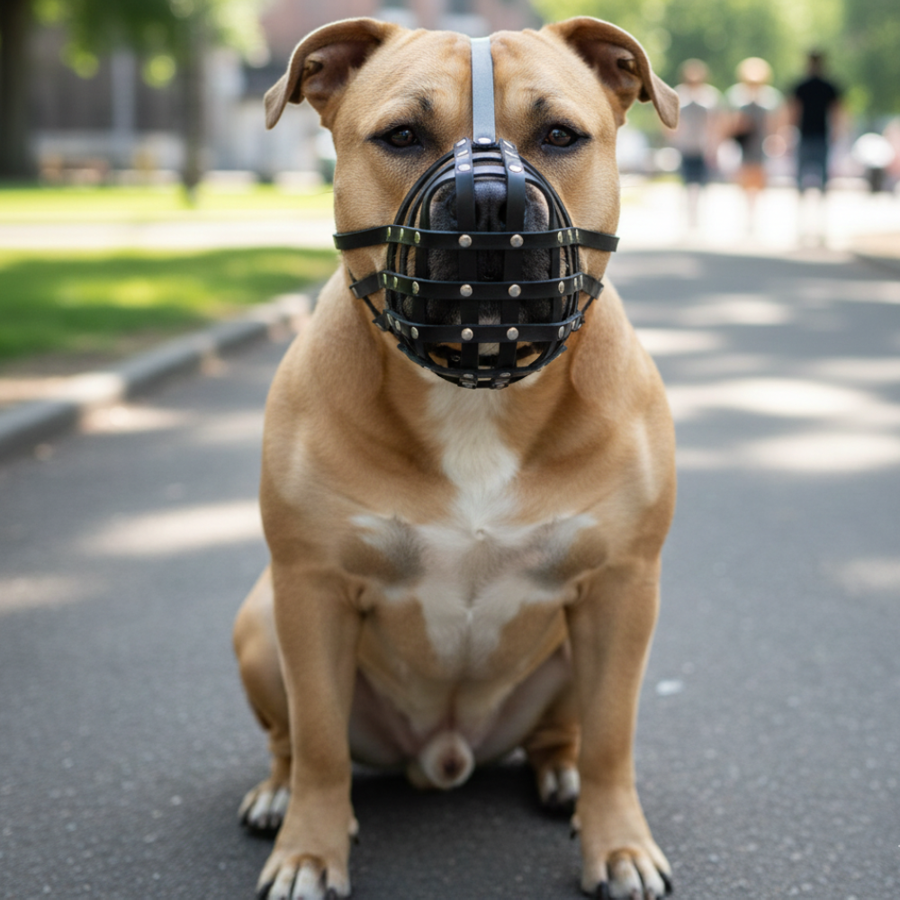 Leather Dog Muzzle for American Bully , Bully XL and other similar snouts