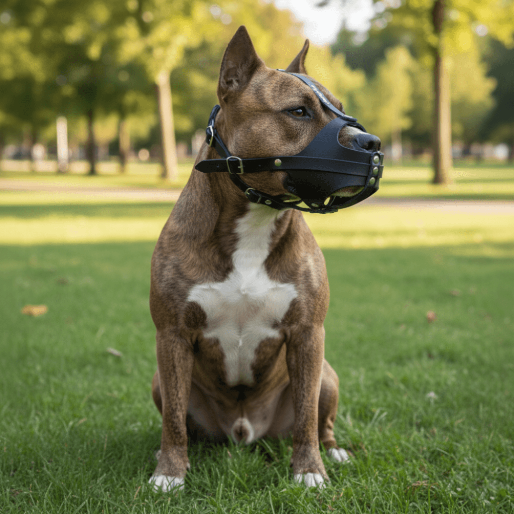 Leather Dog Muzzle for American Staffordshire Terrier | Amstaff | Real Leather Dog Muzzle