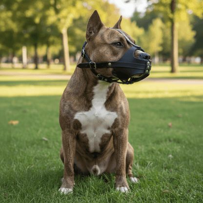 Leather Dog Muzzle for American Staffordshire Terrier | Amstaff | Real Leather Dog Muzzle