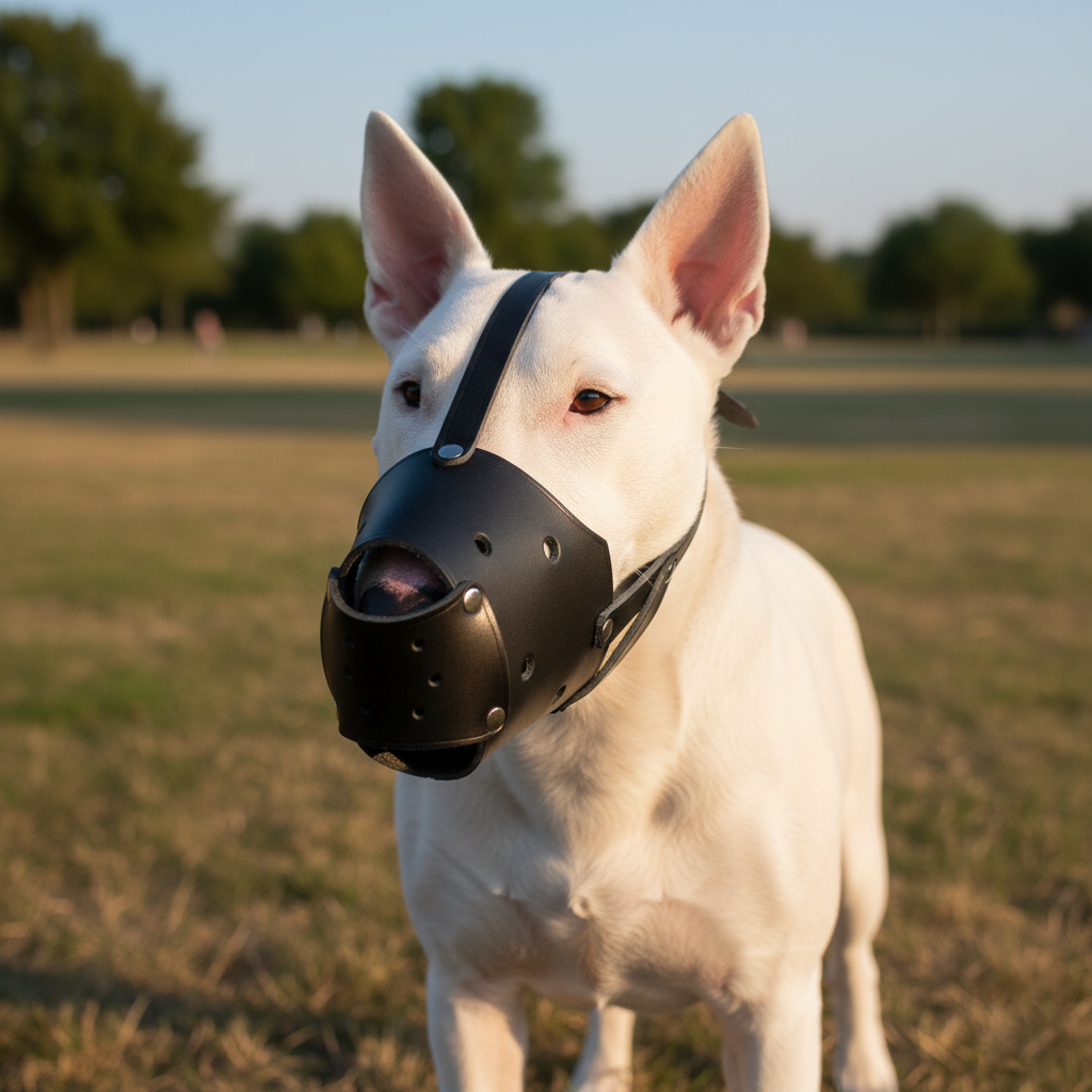 Leather Dog Muzzle for Bull Terrier and Similar Dogs | Real Leather Dog Muzzle
