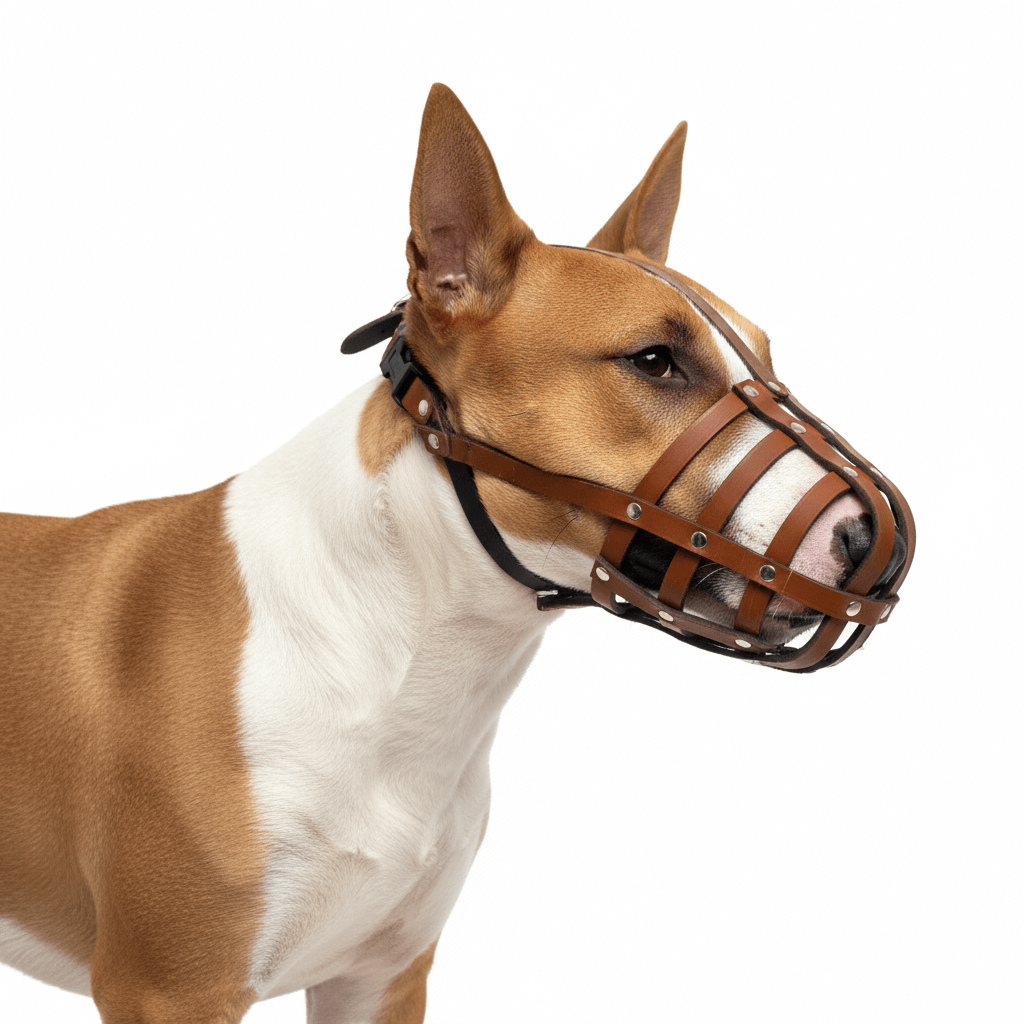 Genuine leather lightweight dog muzzle for Staffordshire Bull Terrier, Staffy, Staffie and similar dogs