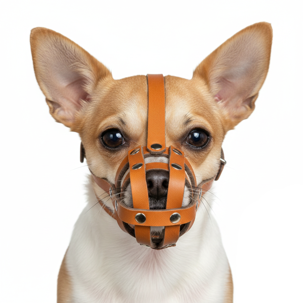 Lightweight Leather Dog Muzzle for Chihuahua Yorkshire Terrier Mini Pitcher & Other