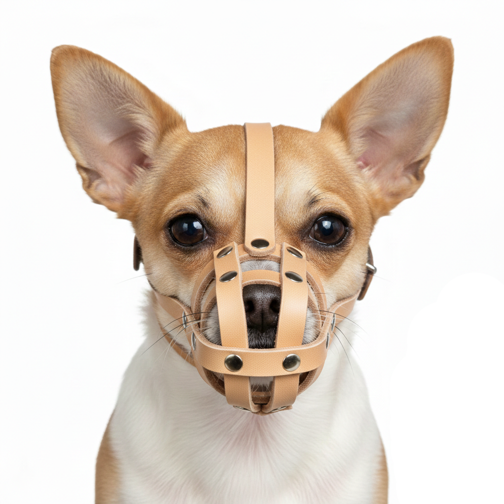 Lightweight Leather Dog Muzzle for Chihuahua Yorkshire Terrier Mini Pitcher & Other