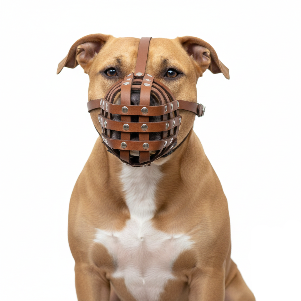 Light Genuine leather Dog Muzzle Light for Pitbull and Other similar snouts