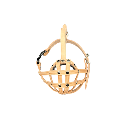 Light leather Dog Muzzle for Pug and other flat face faced short snout dogs