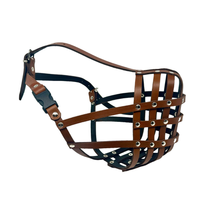 Lightweight Leather Dog Muzzle for Shar Pei and Other similar snouts